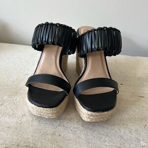 Black Woven Platform Sandals